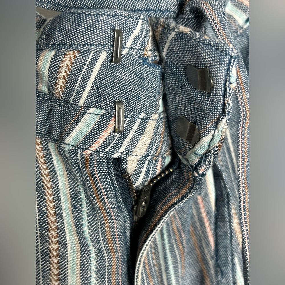 Democracy Flex-ellent Womens 8 Wide Cropped Pants Loom Striped Linen blend - Picture 6 of 12